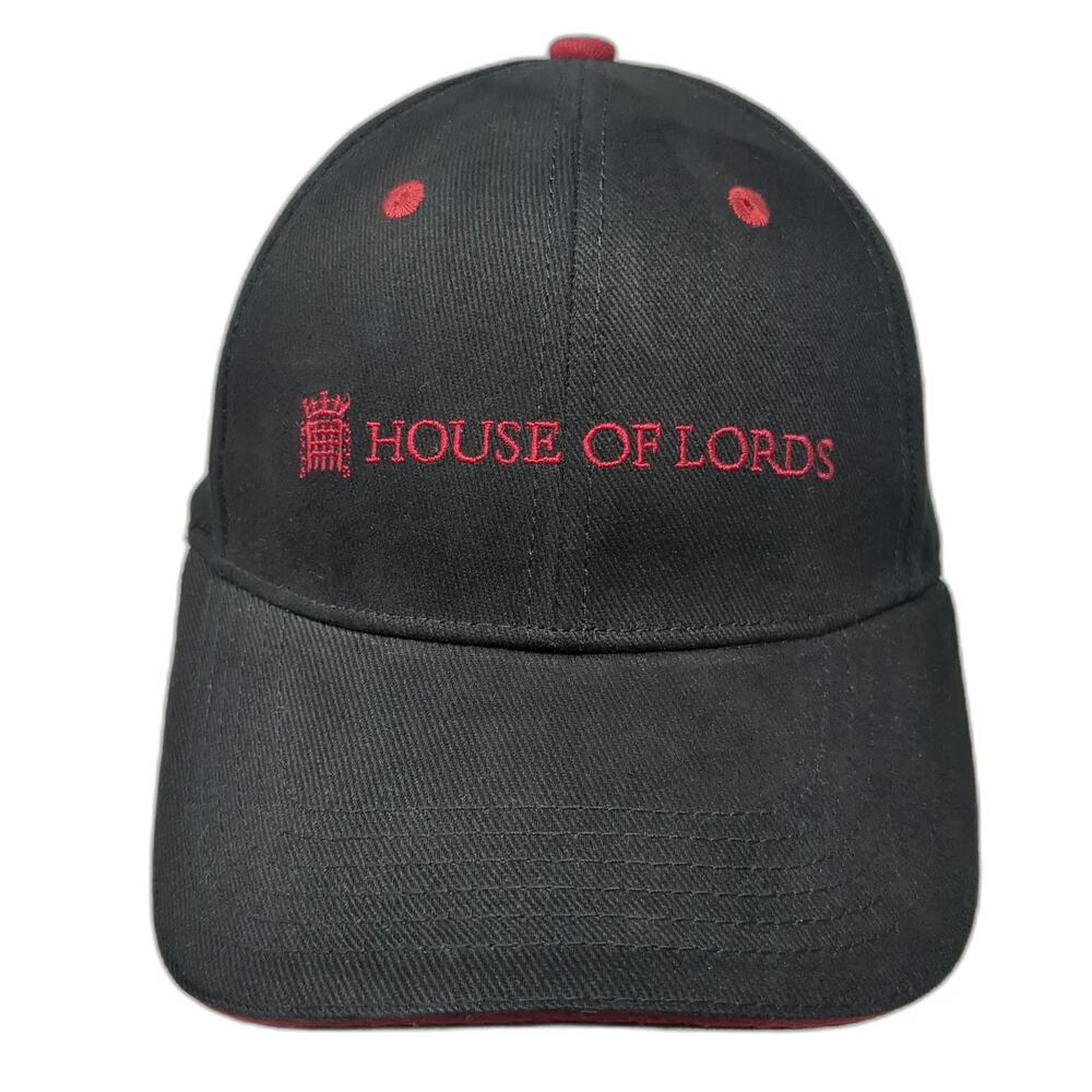 House of Lords Baseball Cap Black One Size Embroidered Logo Slideback Strap Hat